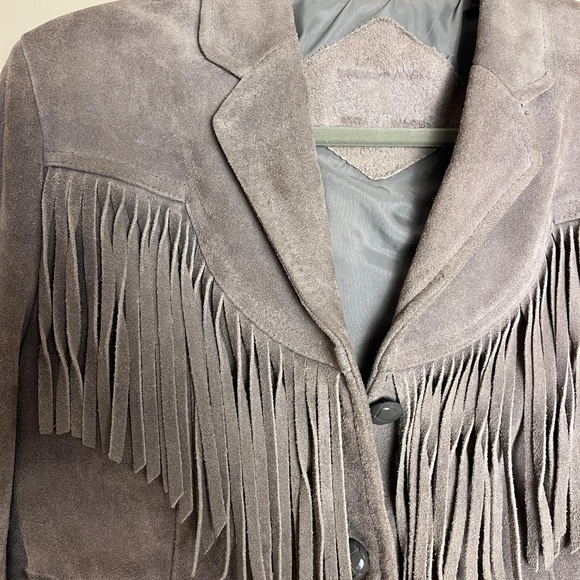 Grey Suede Fringe Western Jacket - Picture 2 of 4